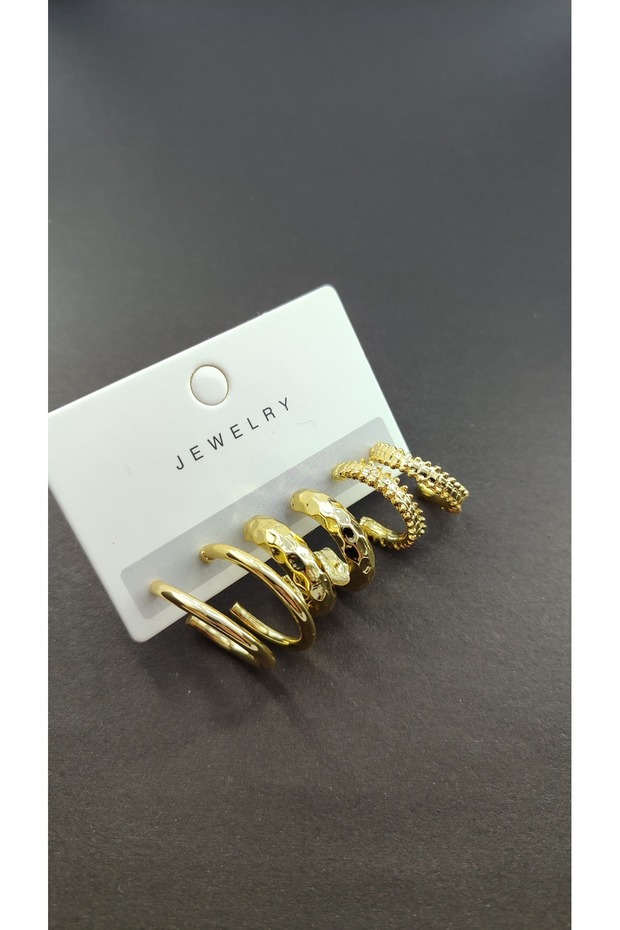 Desenli Halka Set Küpe - 1