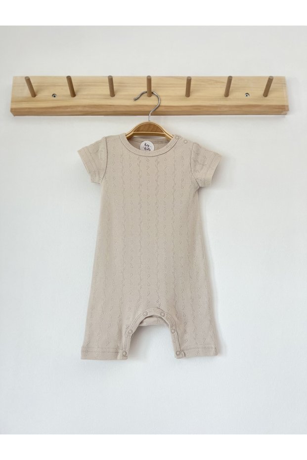 Openwork Stone Color Organic Modal Romper Jumpsuit