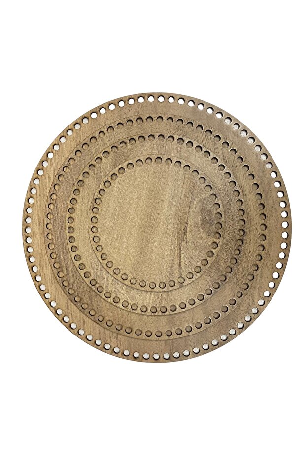 Wooden Circle Basket Tray Base Oak Set of 4