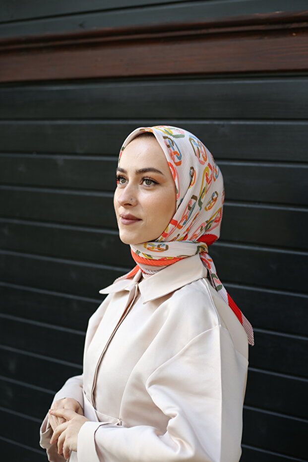 Halka Desenli Piliseli Eşarp - 1