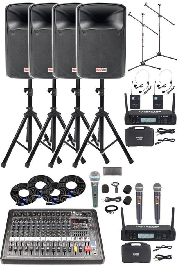 Extreme Paket-4 Mixer Hoparlör Mikrofon Full Ses Sistemi Seti - 1