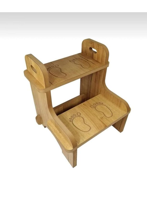 Ahşap Montessori Basamak Tabure Çocuk Banyo Wc Lavabo Merdiven Yükseltici - 1