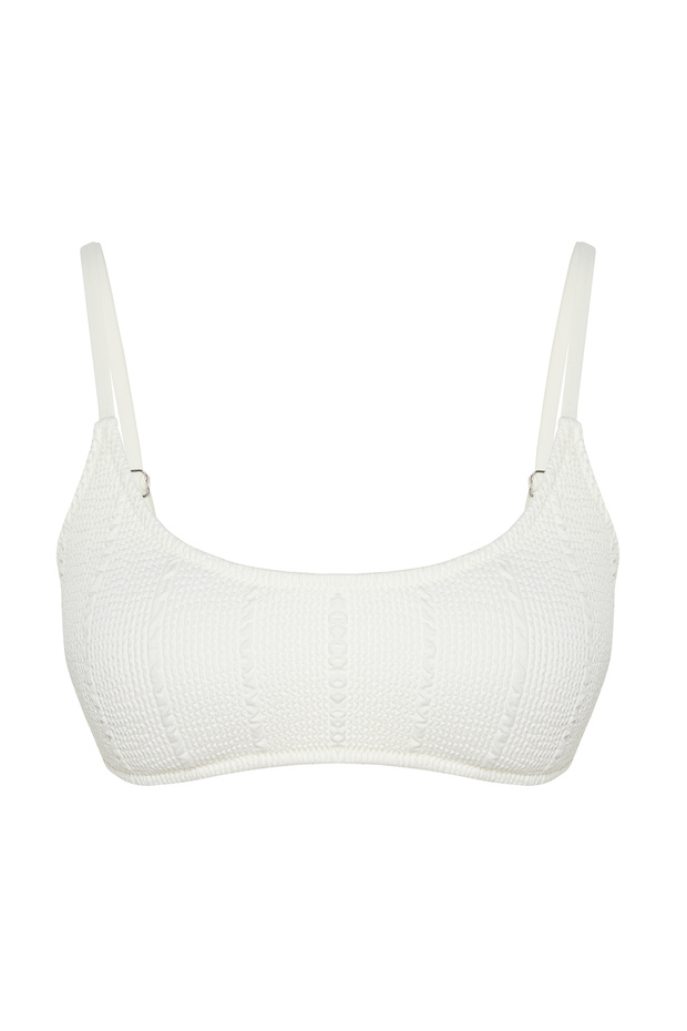 Ekru Dokulu Bralette Kaplı Bikini Üstü TBESS24BU00041 - 6