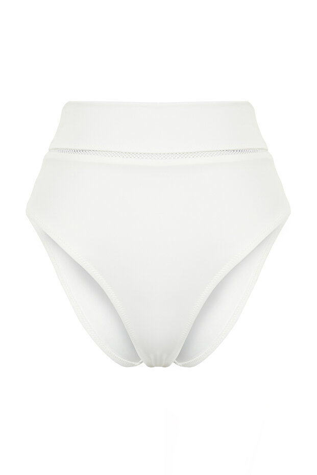 Ekru Şeritli Regular Süper Yüksek Bel Bikini Altı TBESS22BA0027 - 9