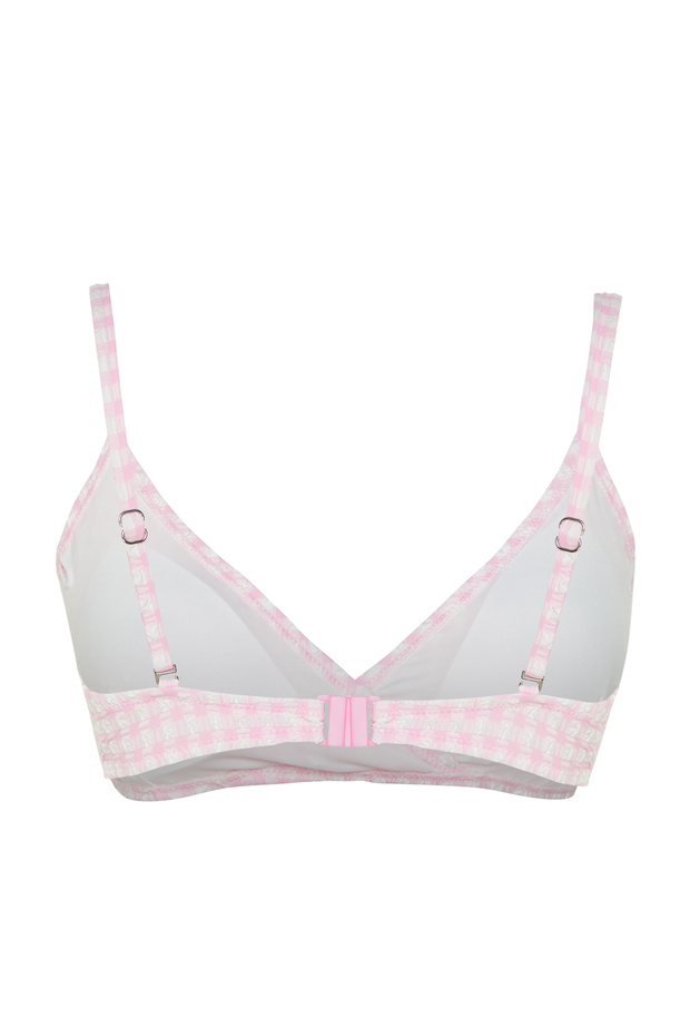 Pudra Ekose Dokulu Üçgen Kaplı Bikini Üstü TBESS21BU0141 - 8