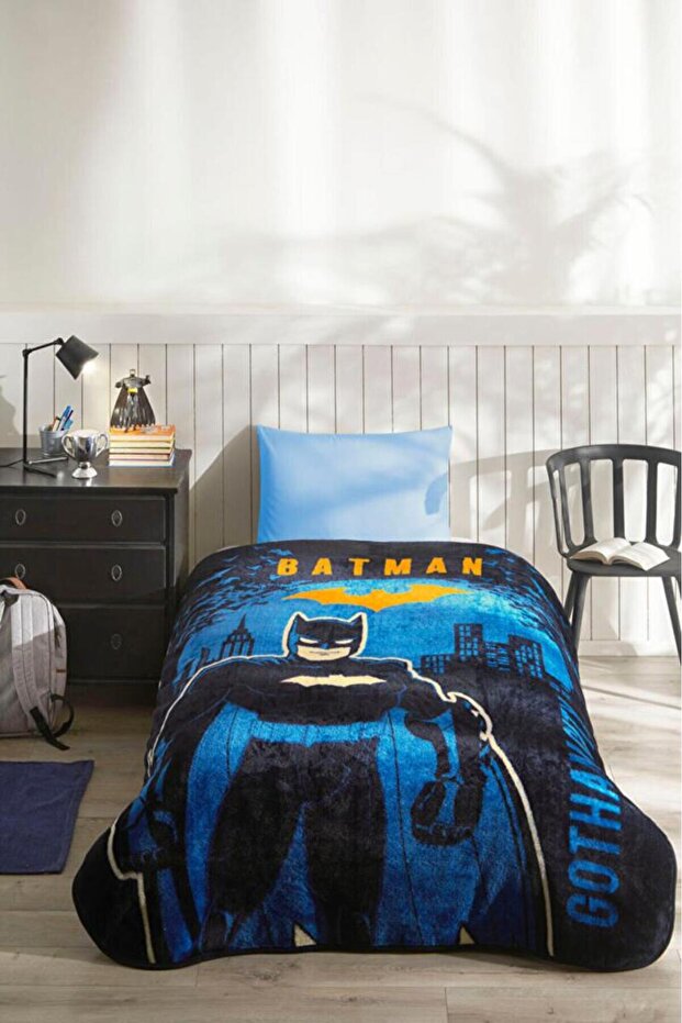 Batman Gotham Lisanslı Tek Kişilik Çocuk Battaniyesi 155x215 - 1