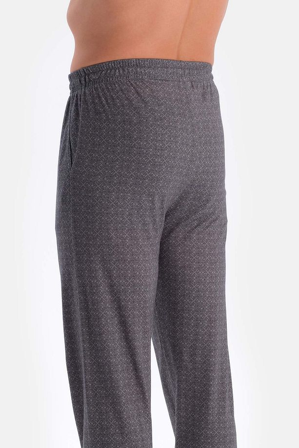 Gri Bisiklet Yaka Oversıze Üstlü Pamuk Modal Pijama Takımı - 6
