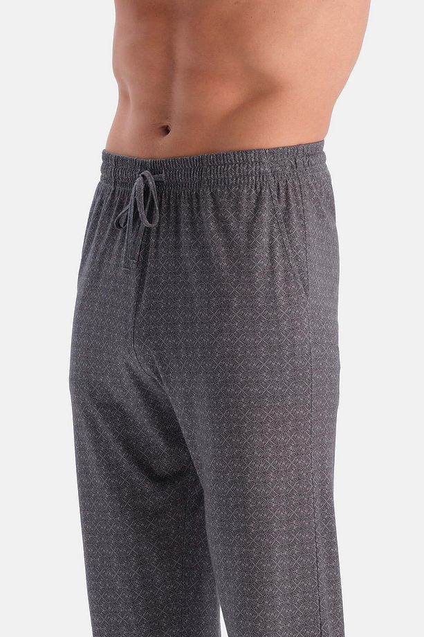 Gri Bisiklet Yaka Oversıze Üstlü Pamuk Modal Pijama Takımı - 5