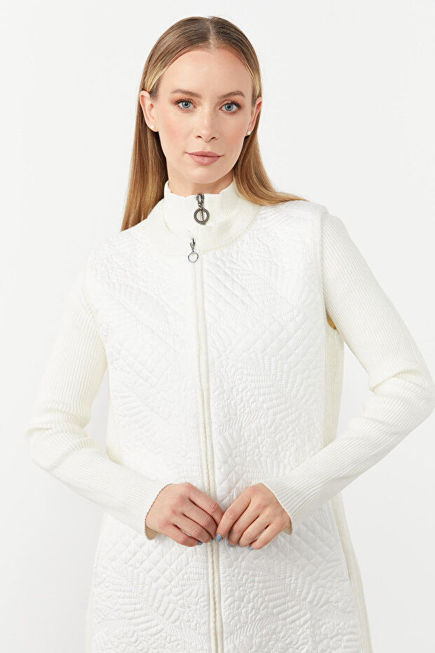 سترة طويلة مبطنة منقوشة - 7