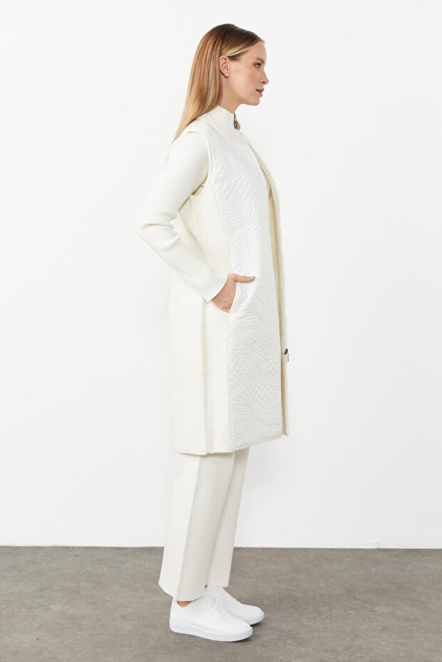 سترة طويلة مبطنة منقوشة - 3