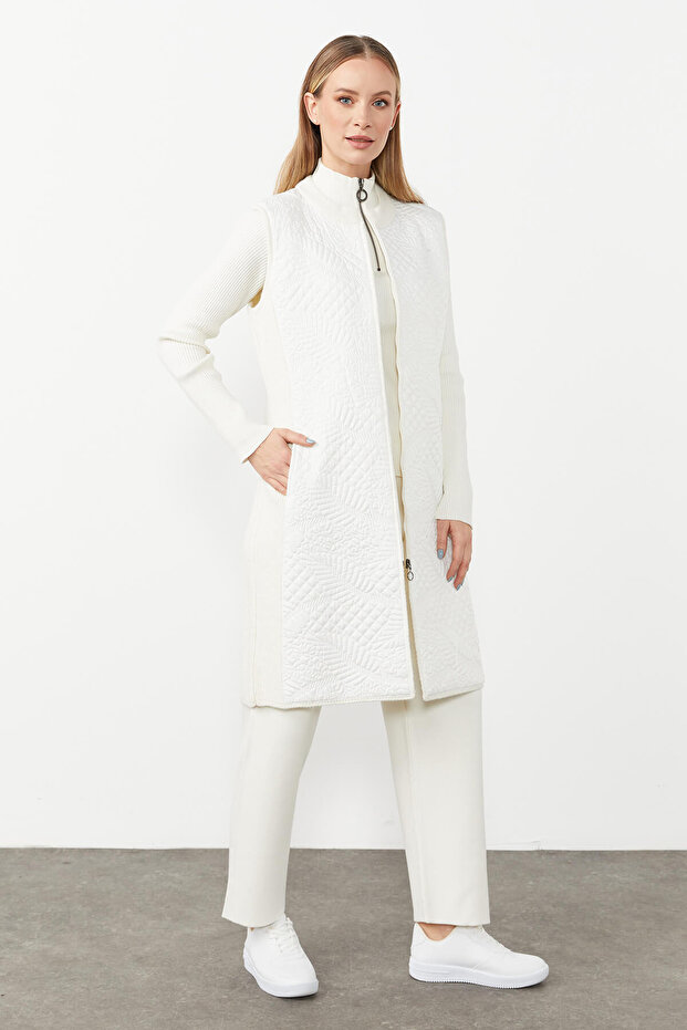 سترة طويلة مبطنة منقوشة - 2