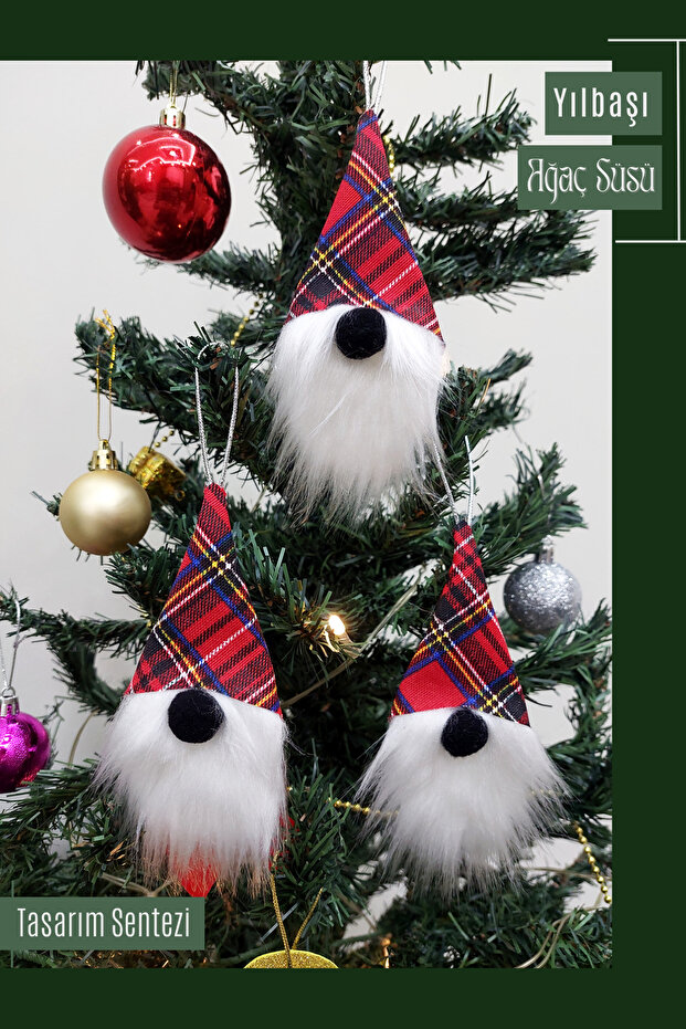3-Piece New Year's Fortune Gnome Pine Tree Ornament Decor New Year's Ornament Santa Claus New Year's Gift Christmas