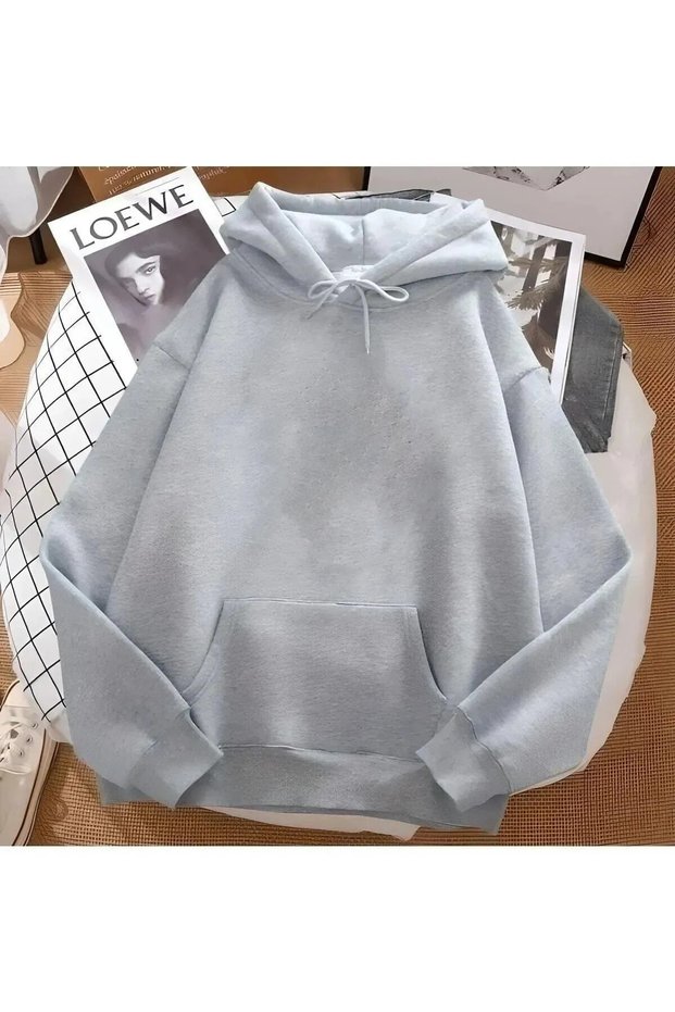 Unisex 2ip Raised Gray Oversize Sweatshirt