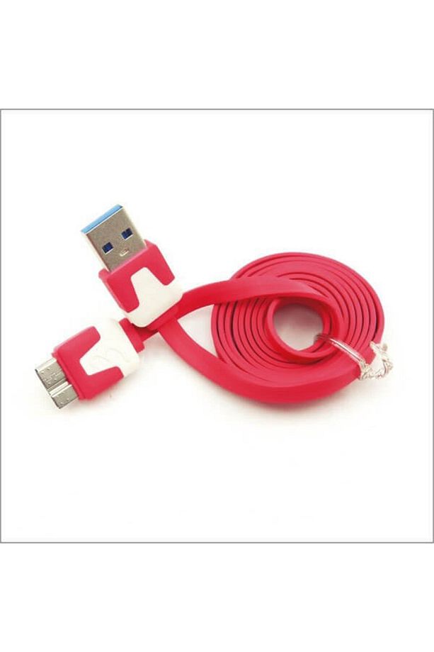 Micro Usb 3.0 Yassı Hdd Kablo Harddisk Data Kablosu Kırmızı 1 Metre - 1