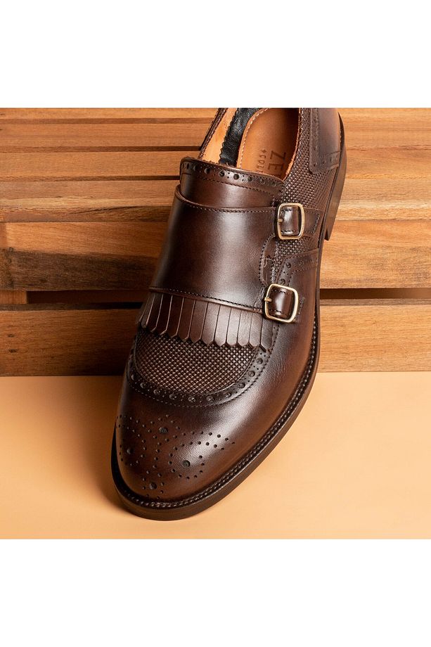 Lhotse Microlight Taban Çift Tokalı Hakiki Deri Erkek Klasik Ayakkabı, Monkstrap, Loafer Kahve - 7