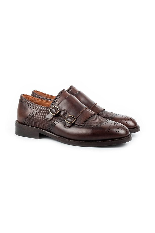 Lhotse Microlight Taban Çift Tokalı Hakiki Deri Erkek Klasik Ayakkabı, Monkstrap, Loafer Kahve - 1