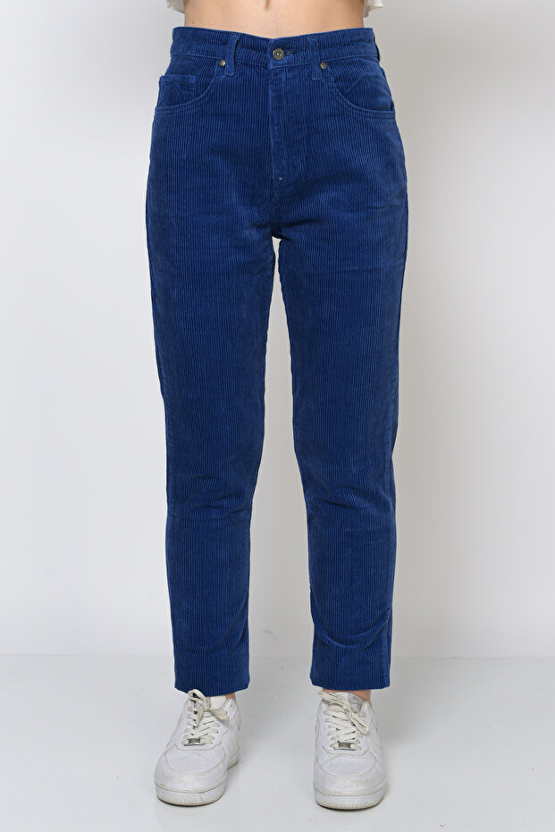 Cepli Fitilli Kadife Mom Pantolon-lacivert - 2