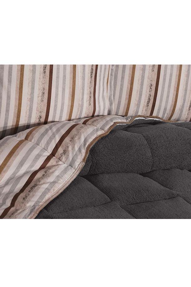 Gri Comforter 4lü Battaniyeli Kışlık Uyku Seti - 2
