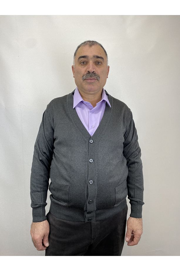 Erkek Orta Yaş Ve Üzeri Ince Yün Akrilik Triko Örgü Düğmeli Baba Hırka - 1