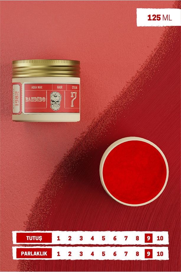 Aqua Wax 7 Red 125 ml / Islak Görünümlü Parlak Ve Güçlü Tutuşlu Saç Şekillendirici Wax - 1