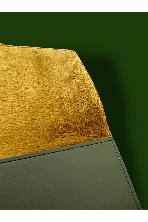 Ledcase 13.3-14 Inch Bilgisayar Evrak Çantası haki yeşil deri+ camel velboa (36x24cm) - 4