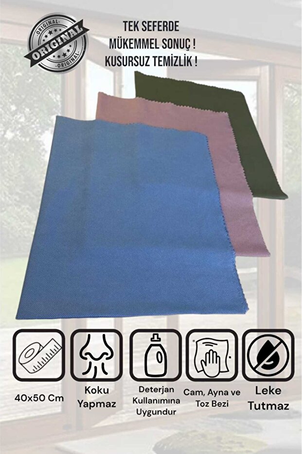 ( 1 Adet ) Mikrofiber Sihirli Cam Ve Ayna Temizlik Bezi 40x50 - 2