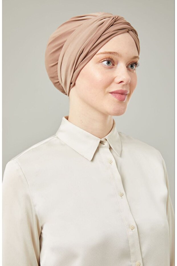 Women's Hijab Wrapped Bonnet Milky Brown