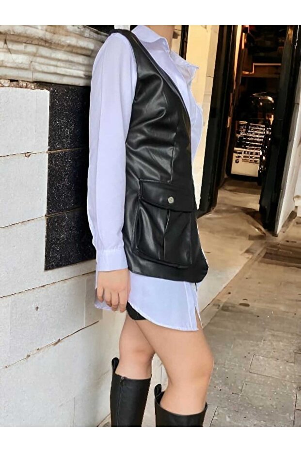 Deri Yelek & Gömlek Takım - 5