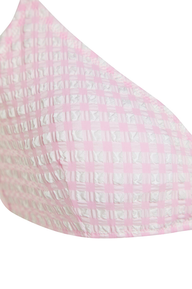 Pudra Ekose Dokulu Üçgen Kaplı Bikini Üstü TBESS21BU0141 - 6