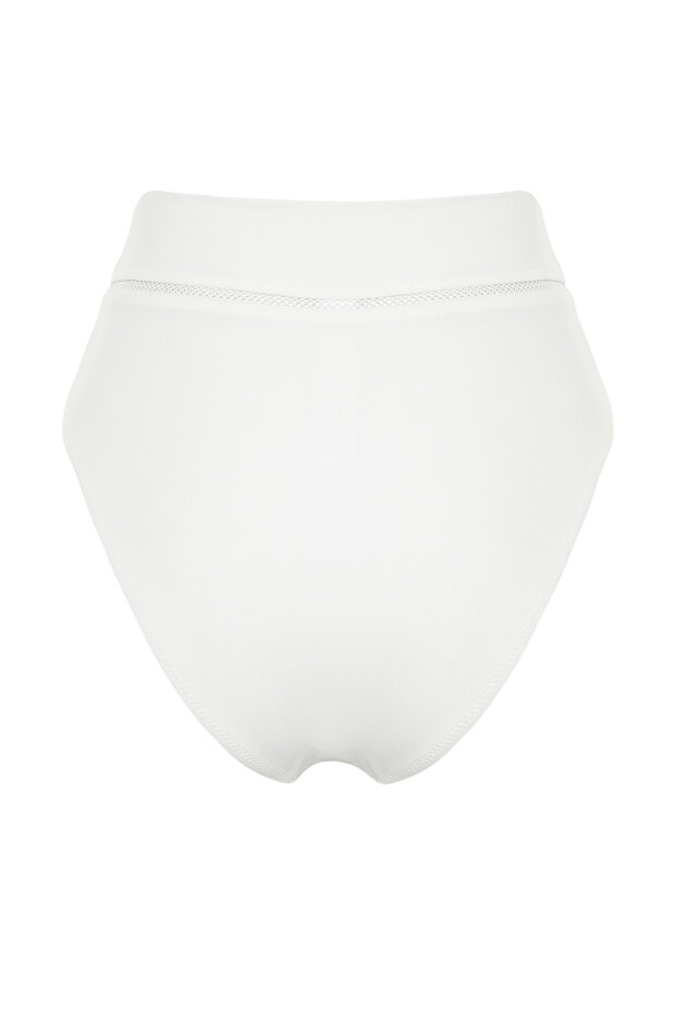 Ekru Şeritli Regular Süper Yüksek Bel Bikini Altı TBESS22BA0027 - 11