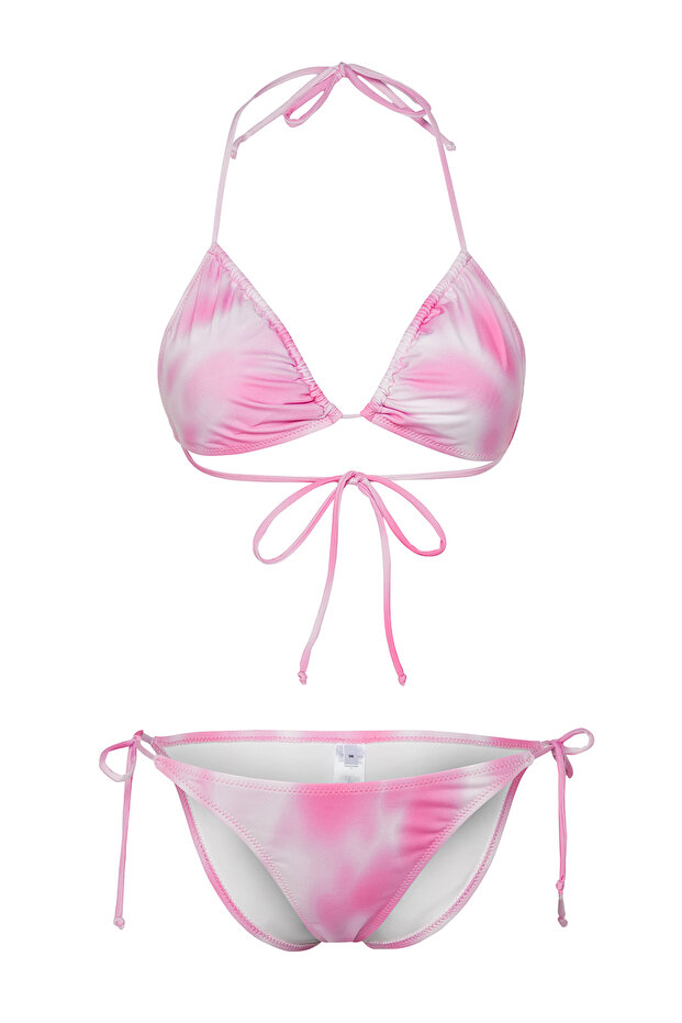 Batik Desenli Üçgen Kaplı Regular Düşük Bel Bikini Takımı TBESS22BT0003 - 6