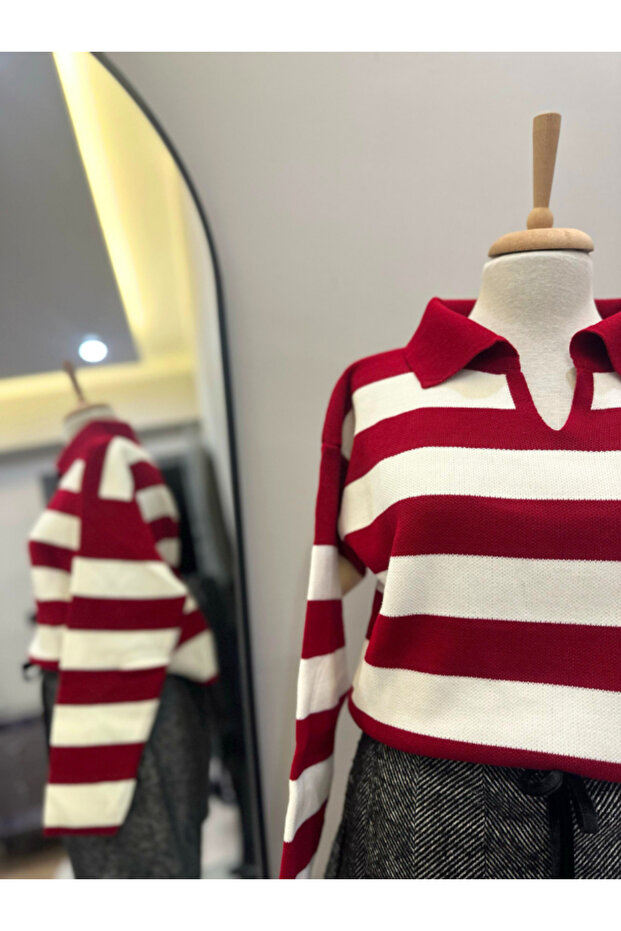 Yılbaşı Temalı Kırmızı Triko Kazak Regular Fit / Normal Kesim - 3