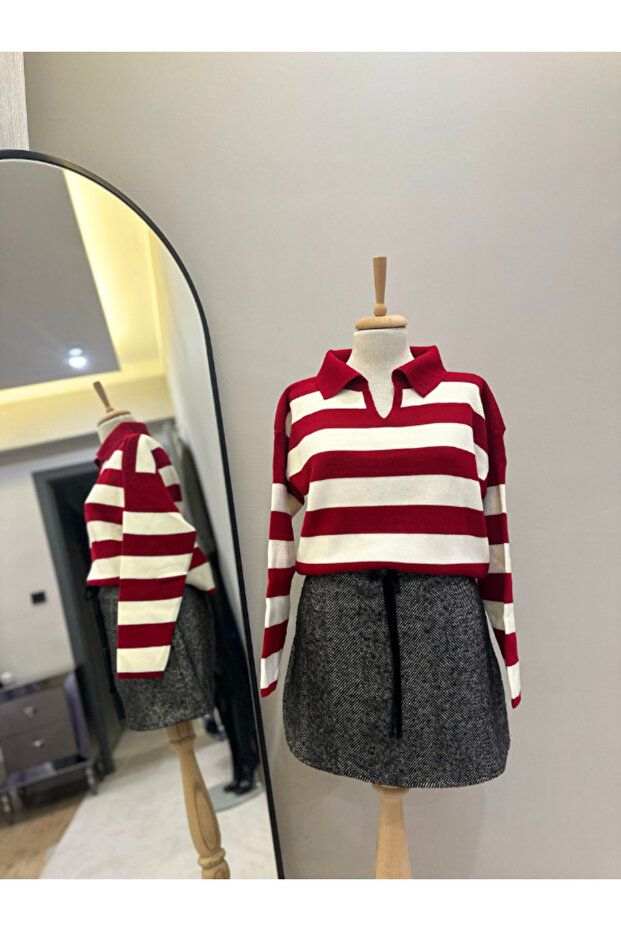 Yılbaşı Temalı Kırmızı Triko Kazak Regular Fit / Normal Kesim - 1