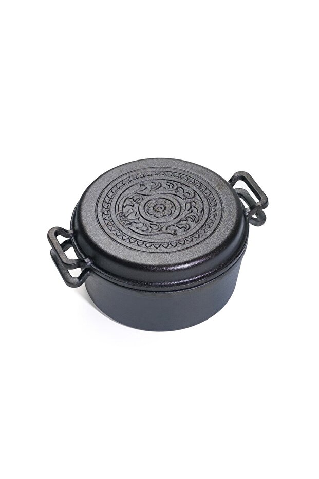 24 Depth 10 cm 100% Domestic Production - Iron Cast Casserole Pot with Glass Lid Gift