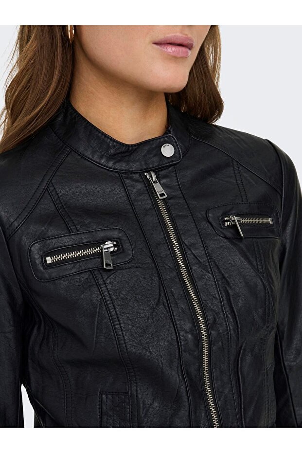 Kadın Stil Deri Mont - 5