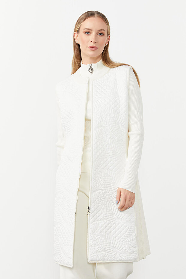 سترة طويلة مبطنة منقوشة - 4