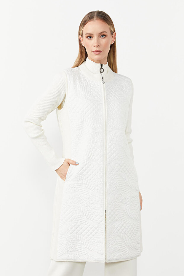 سترة طويلة مبطنة منقوشة - 6