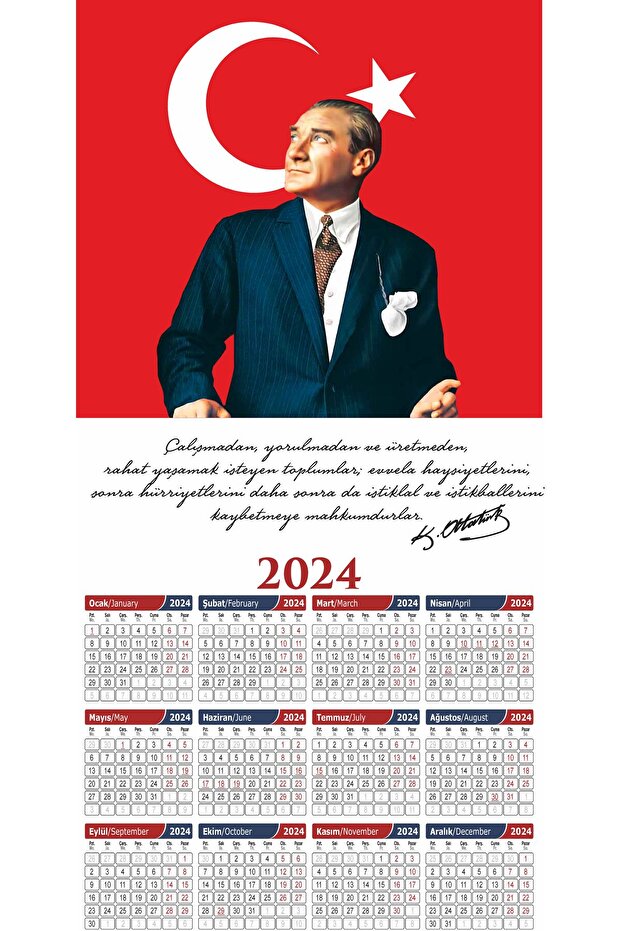 ATATÜRK RESİMLİ KUMAŞ/ASKILI TAKVİM - 1