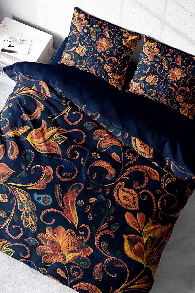 King Size Tapestry Flowers Cotton Satin Double Duvet Cover Set 3D 220X240Cm