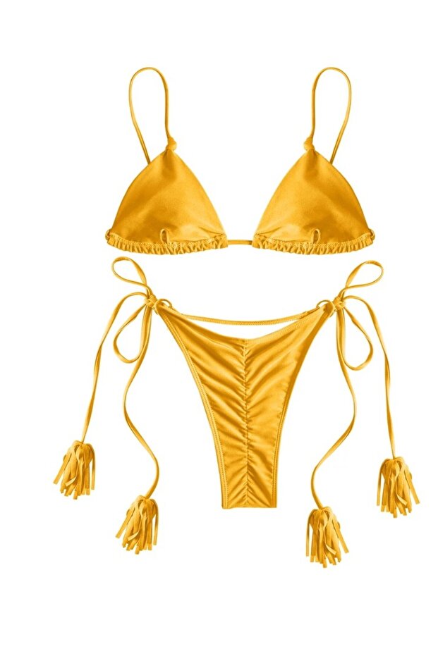 بيكيني أصفر مبطن وبطانة قابلة للإزالة - 6