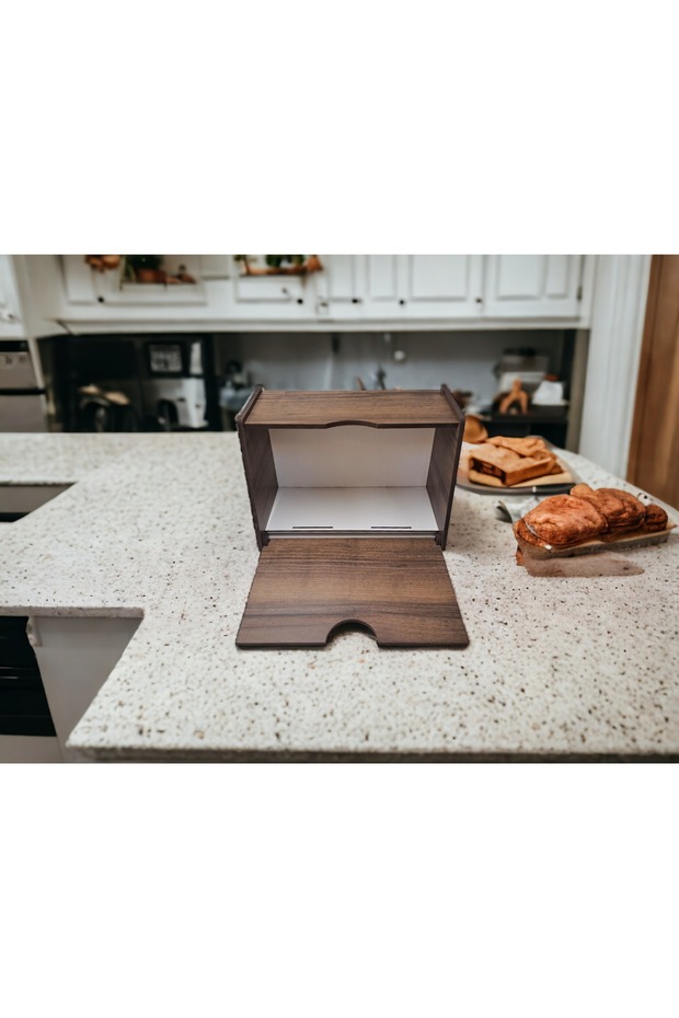 Brown (Haliç) with Wooden Bread Cutting Board - Gray (Rustic) Pattern - 4
