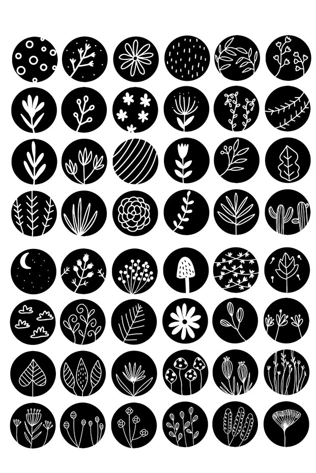Black Floral Sticker