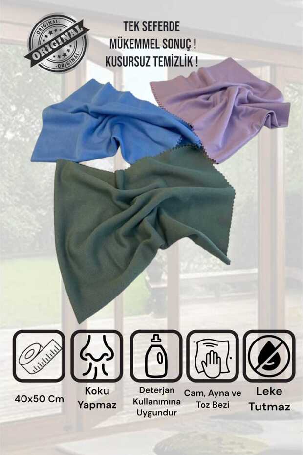 ( 1 Adet ) Mikrofiber Sihirli Cam Ve Ayna Temizlik Bezi 40x50 - 5