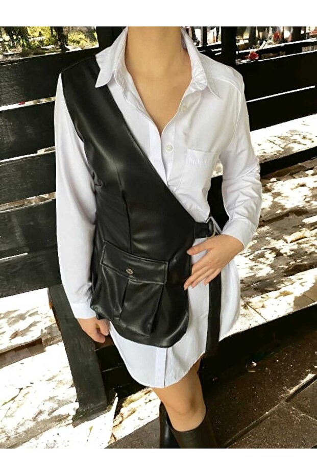 Deri Yelek & Gömlek Takım - 2