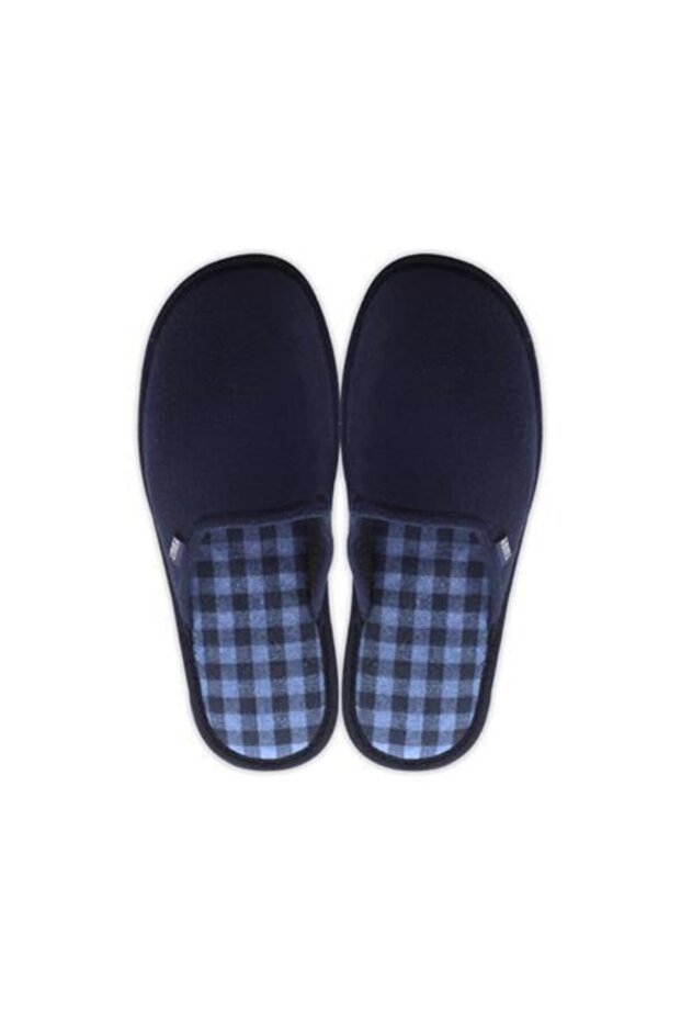 Tw Kare Lacivert Erkek Ev Terliği Ses Cıkarmaz Taban - 1