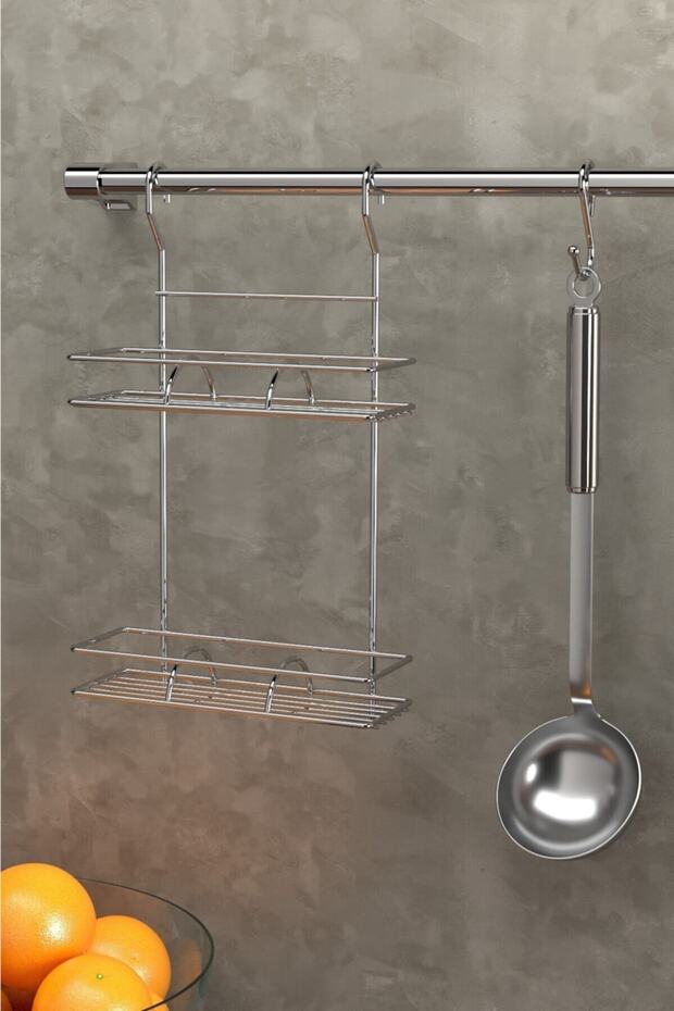 خطاف قابل للتعديل - رف توابل بطبقتين كروم MG035 - 3