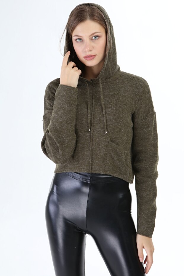 Kapşonlu Triko Bluz - 4