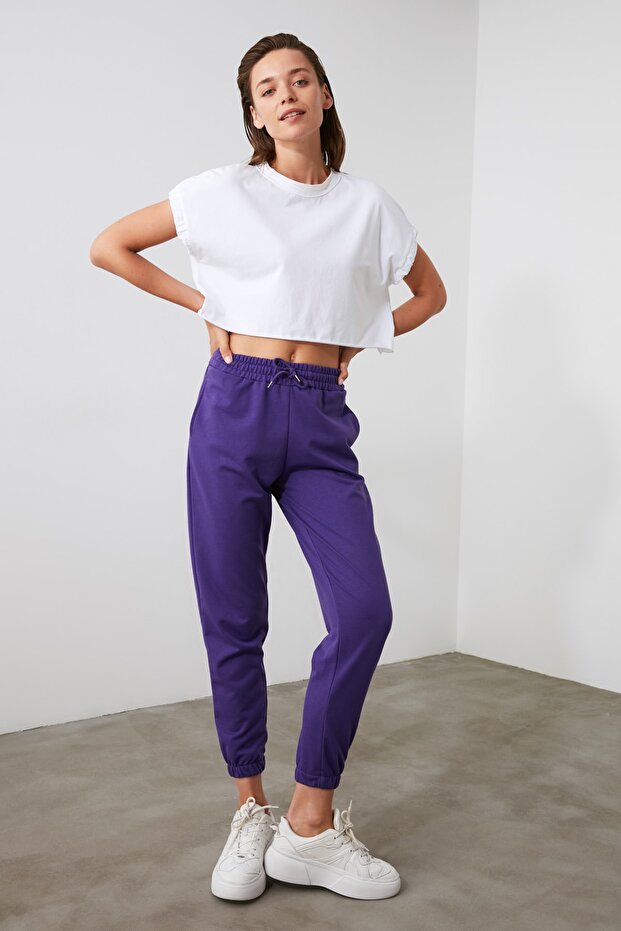Lila Basic Jogger Strick Dünne Jogginghose TWOAW21EA0194 - 11