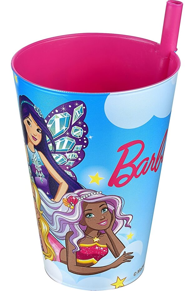 Barbie Glass with Straw 400 Ml.