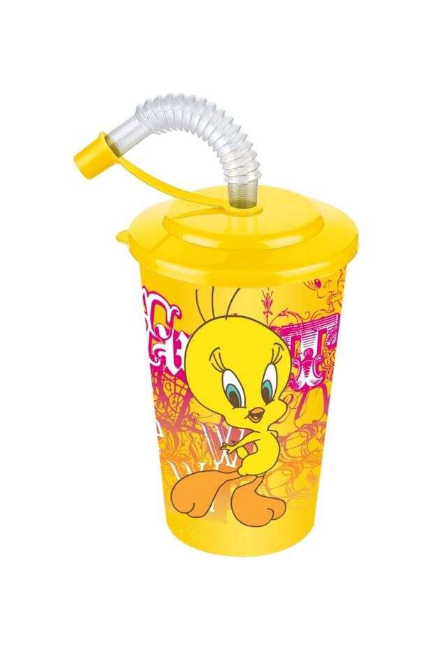 Tweety Kapaklı Pipetli Bardak 400 Ml. - 1